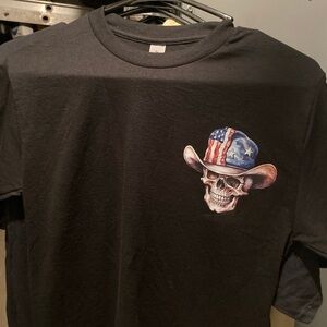 A black shirt with a skull